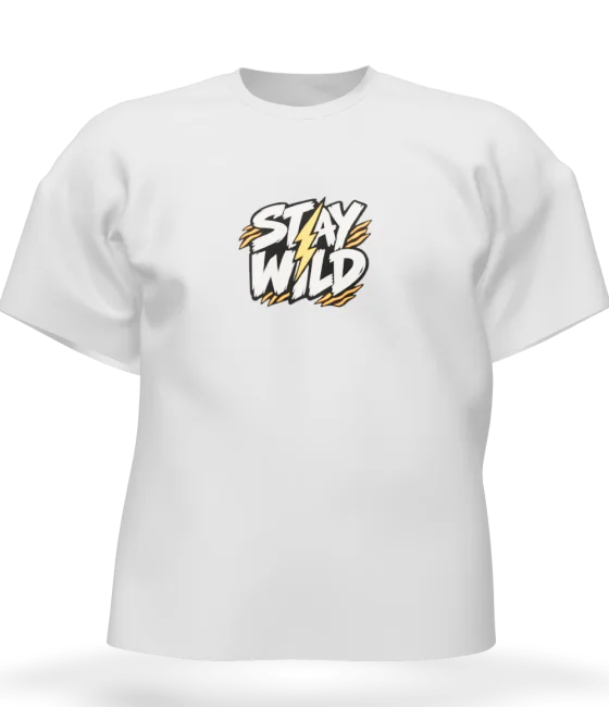 Stay Wild on a Heather Grey oversized t-shirt
